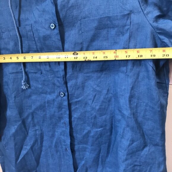 Alice Blue NEW Linen Shirt Hoodie Shirt Jacket Pockets Slits Button Minimalist L - Picture 12 of 15